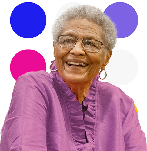 Older lady image with circles