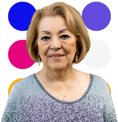 Older lady image with circles